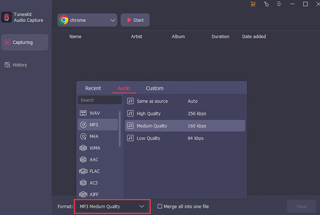 set output format