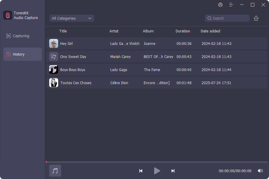 locate recorded tidal music