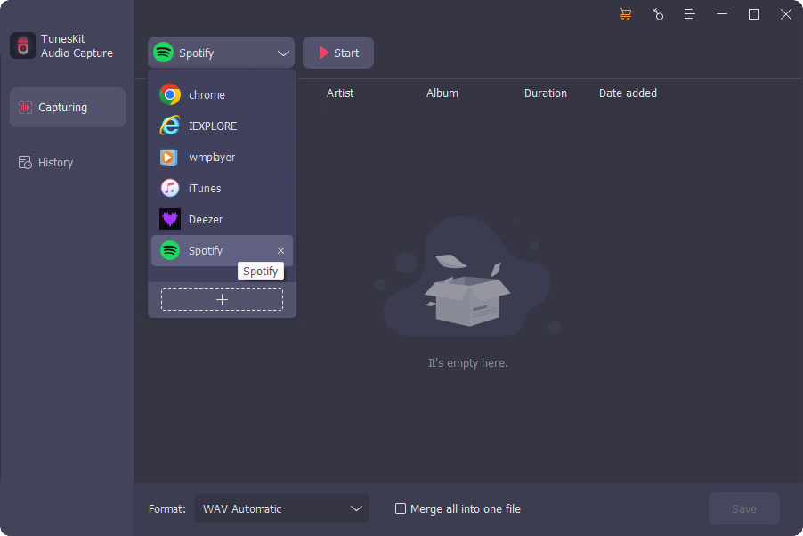 tuneskit audio capture interface