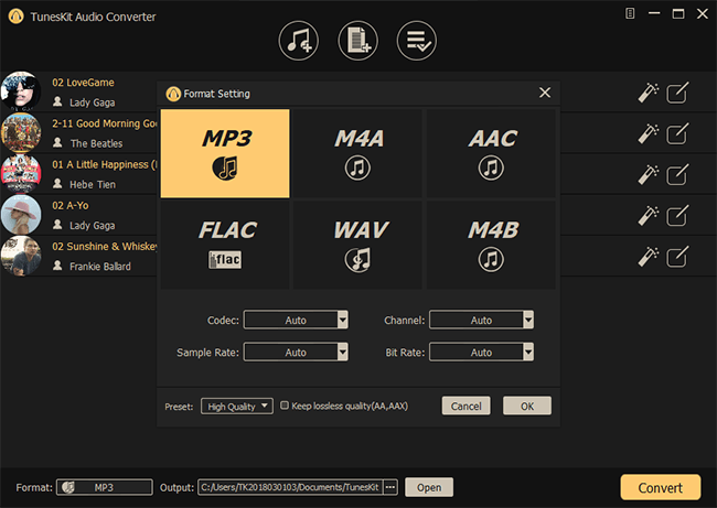 setting output format