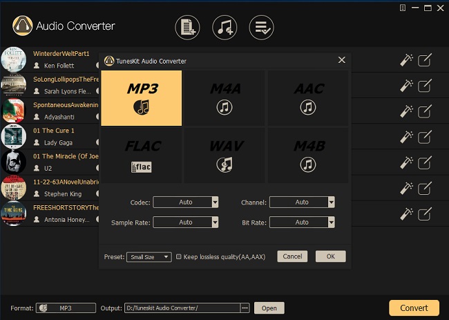 set apple music output format to mp3