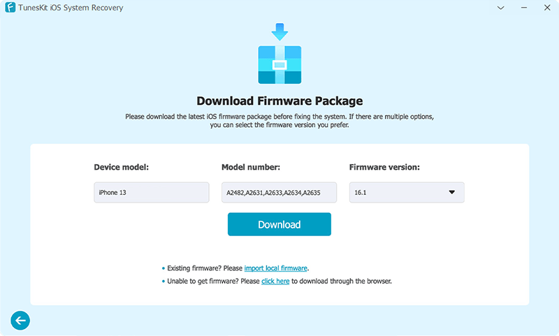 download correct firmware package