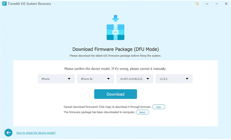 download correct firmware package