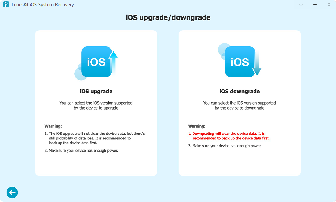 select ios downgrade