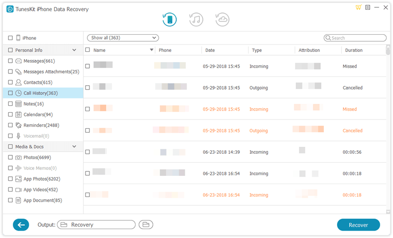 recovery deleted recent calls