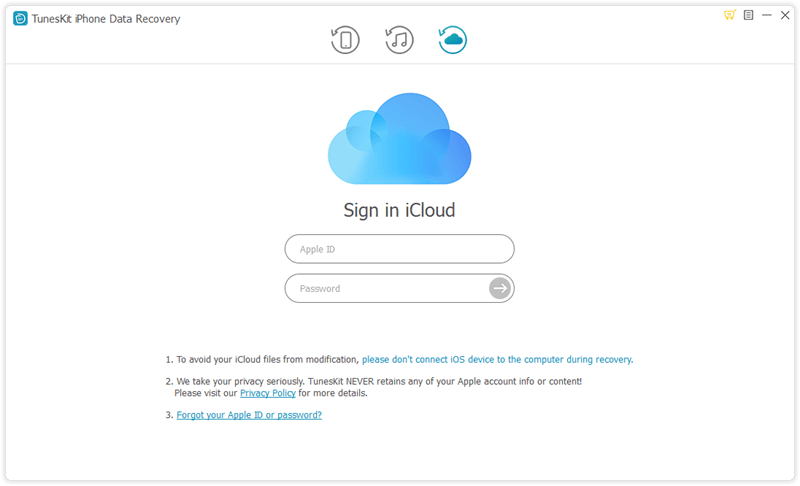 recover from tuneskit icloud backup