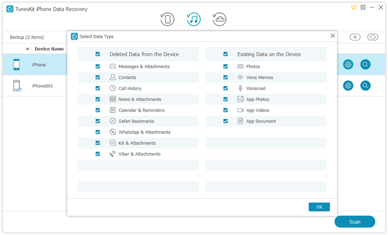 scan data from dfu mode via itunes backup