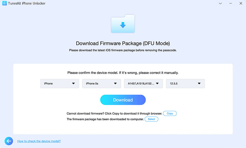 dfu mode download firmware package
