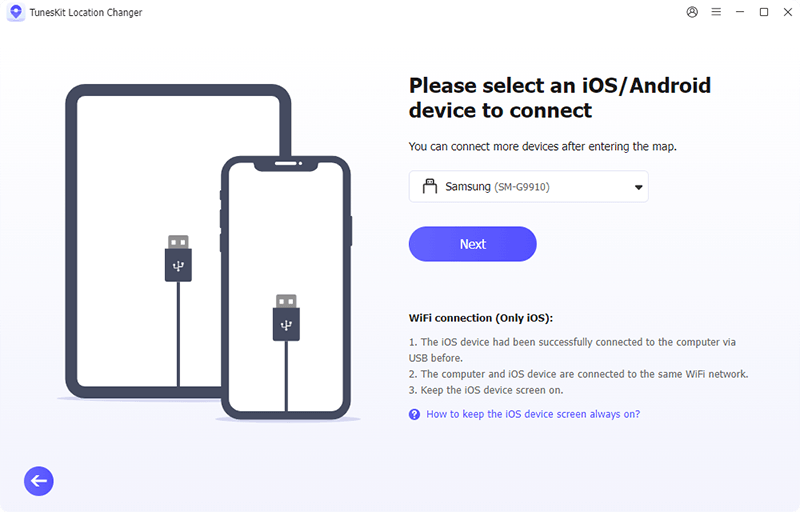 connect device to computer after installing tuneskit location changer
