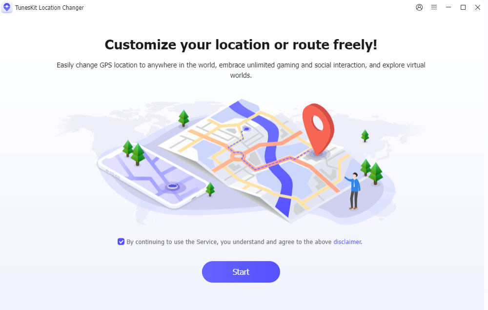 select change location on the main screen
