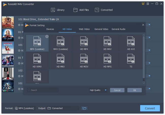 choose output format and remove drm