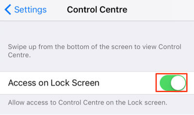 enable control center access at lock screen