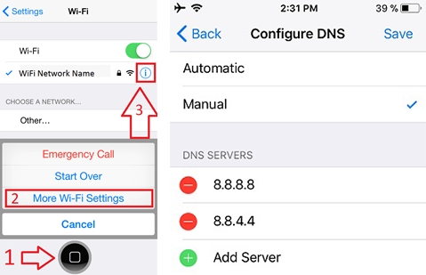 activate an iphone with dns