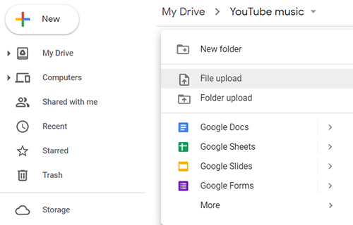 how to download music from youtube to google drive