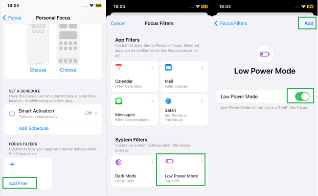 add low power mode in focus filter