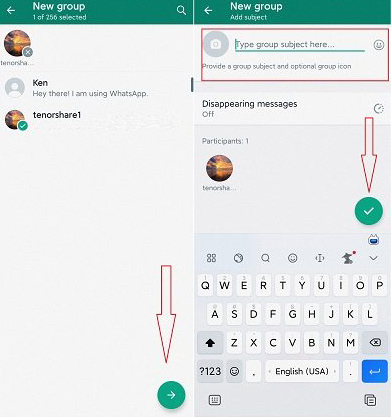 create new group whatsapp android