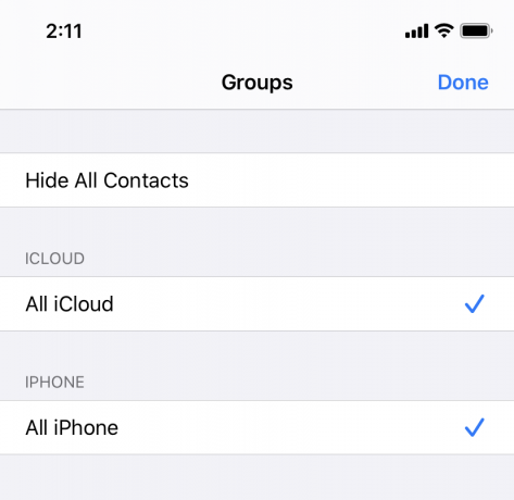 adjust the contacts settings