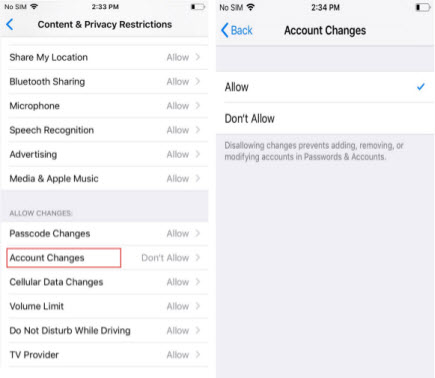 fix apple id greyed out by allowing account changes
