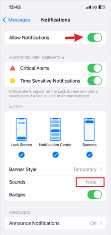 iphone notification settings