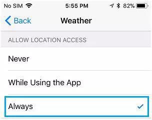 allow weather app to access location