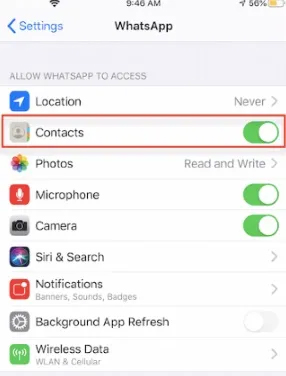 allow whatsapp to access contacts