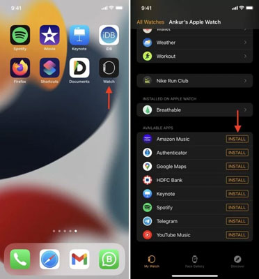 add amazon music app to apple watch