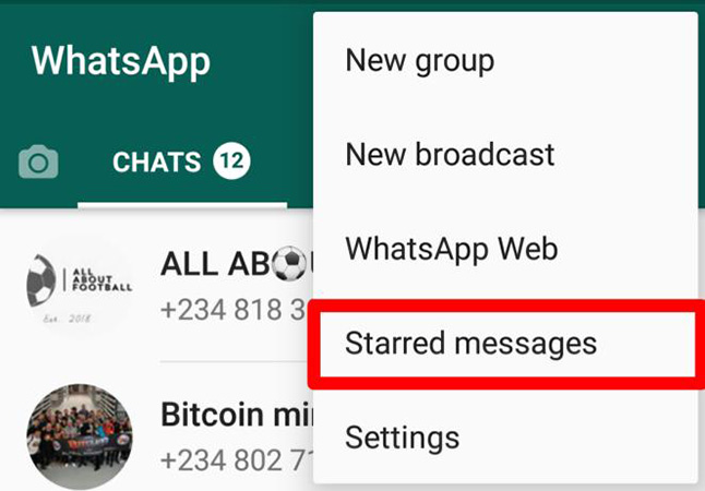 android check starred messages