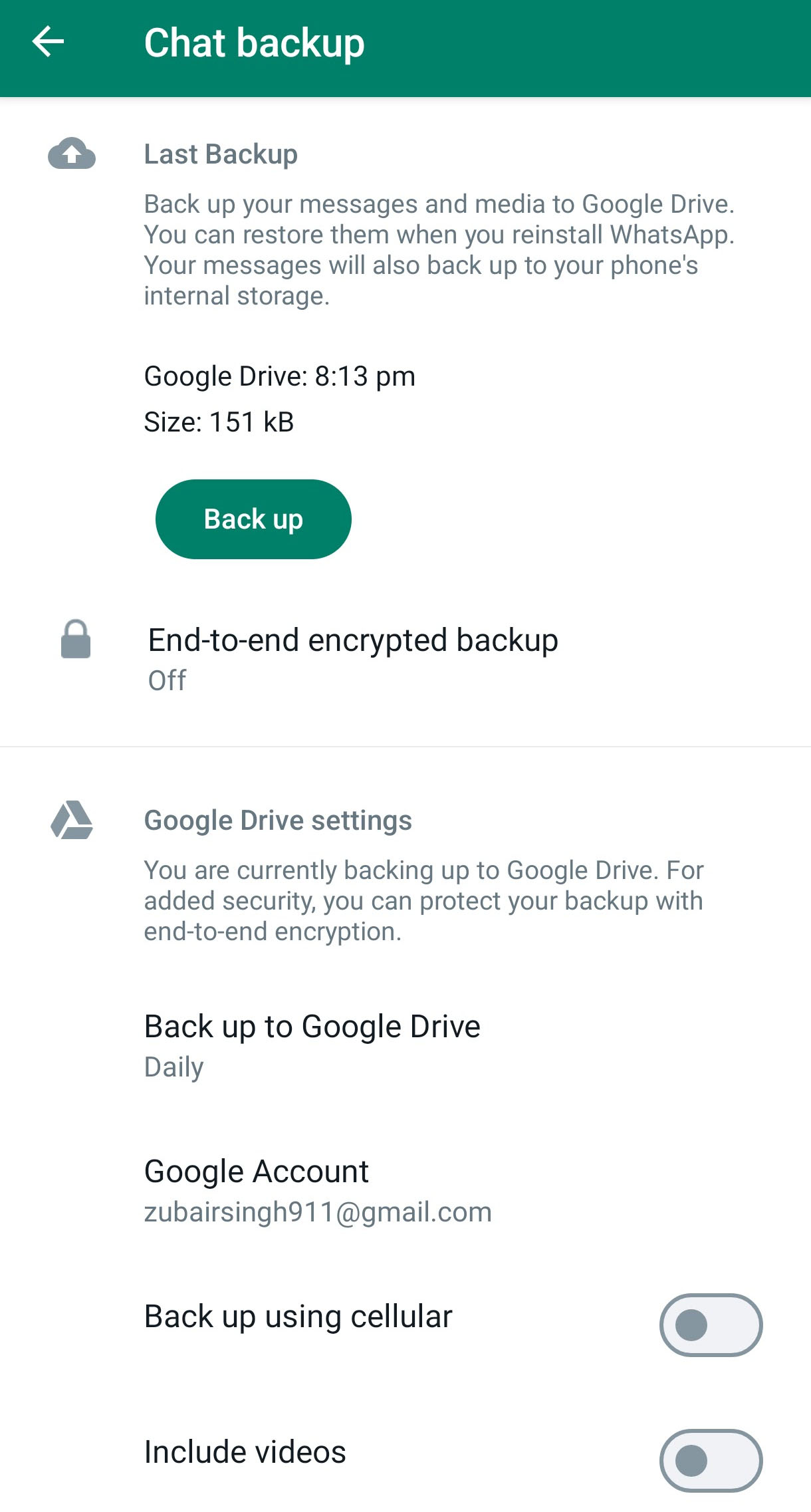 whatsapp google account check