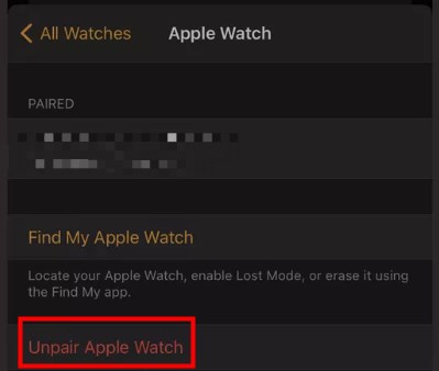 unpair the watch