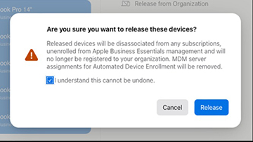 remove remote management via apple business manager