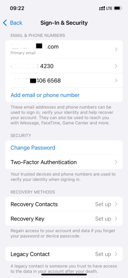 apple id sign in & security