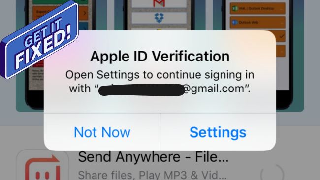 how to stop apple id verification pop up