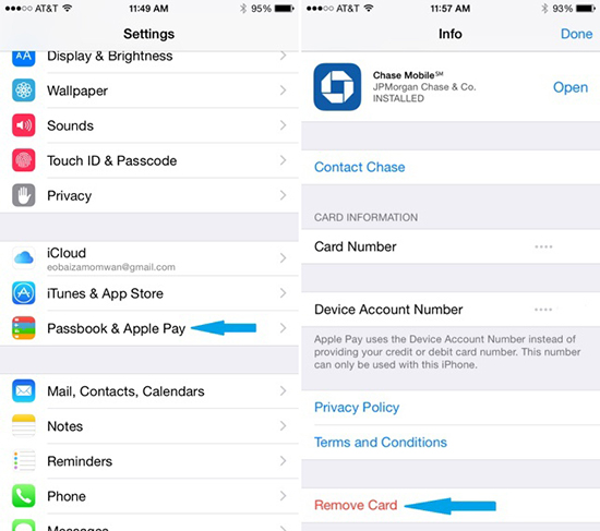 remove card from apply pay