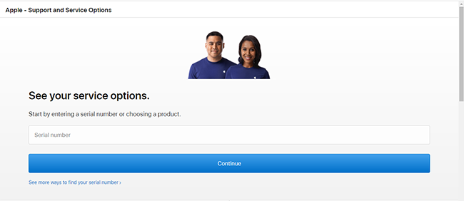 apple support service option