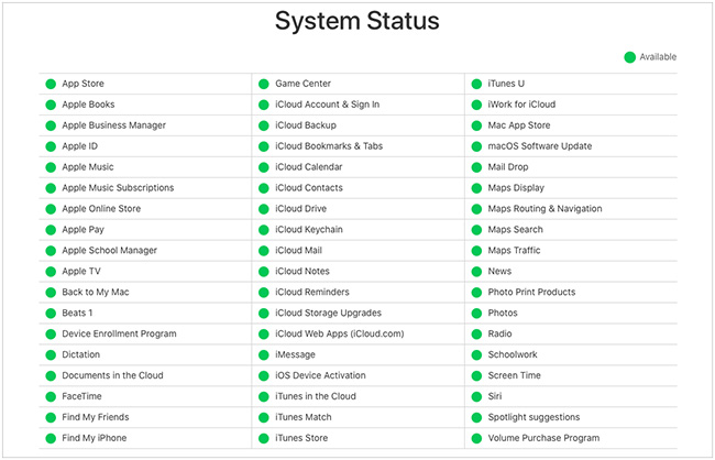 check apple system status