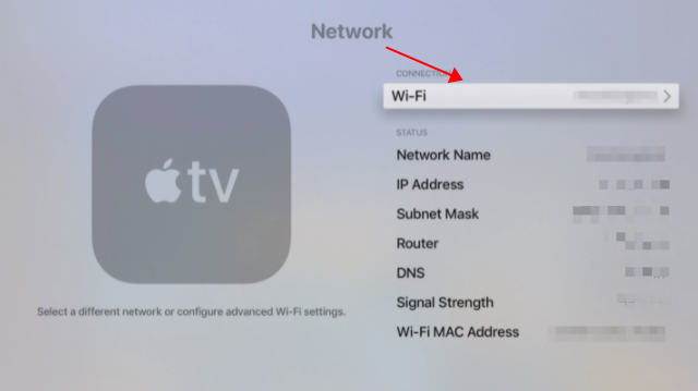 check apple tv network