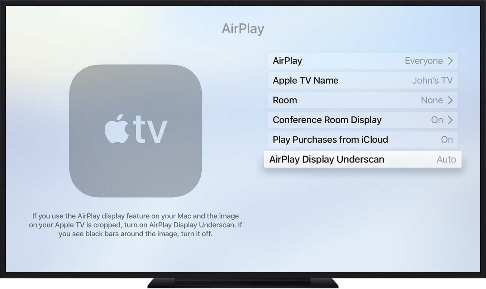 apple tv settings