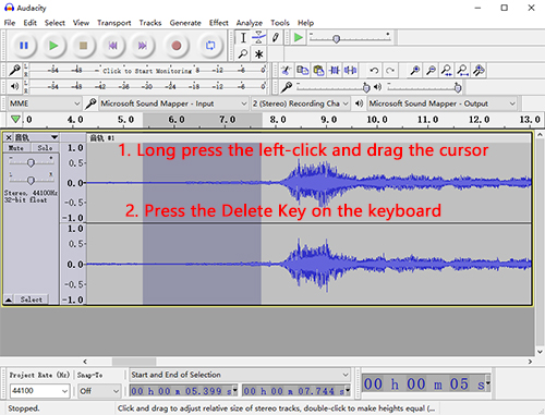 edit audio on audacity