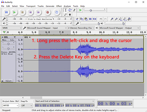 edit music recording on audacity