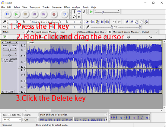 audacity to cut the desktop audio