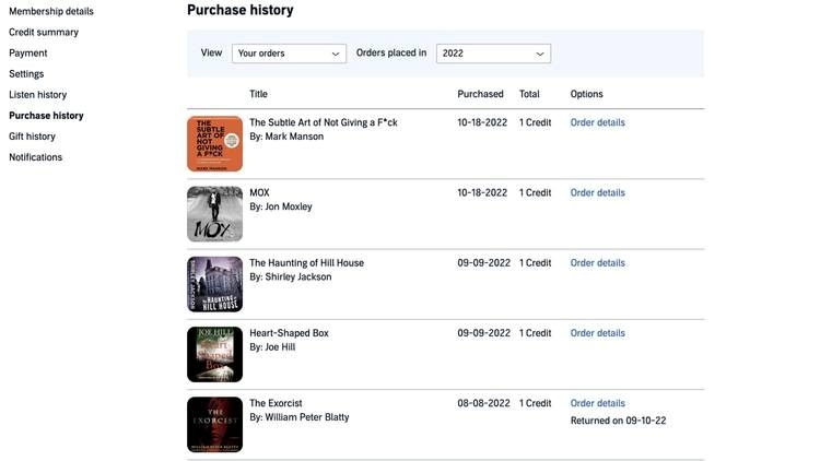 audible purchased books