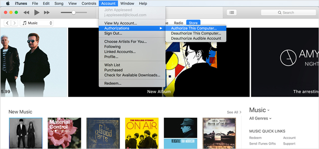 authorize itunes on mac