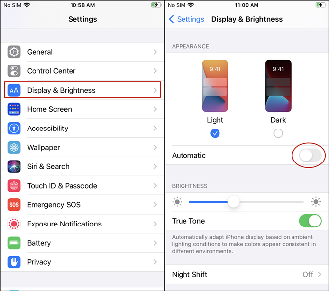 turn off iphone auto brightness