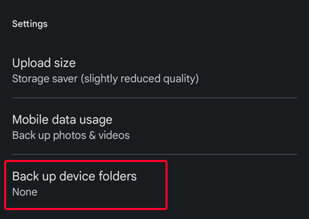 back up device folders