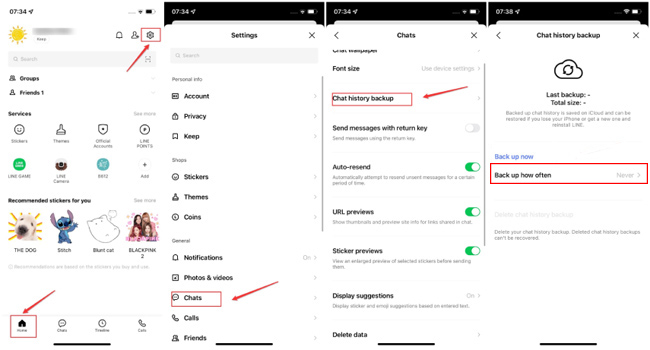 back up line on iphone automatically