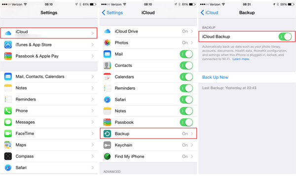 backup ios device to icloud