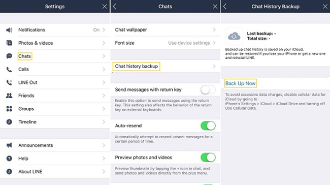 backup line ios