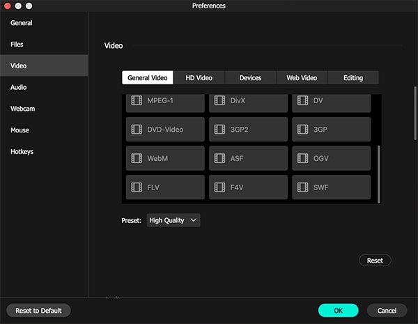 adjust the recorder settings