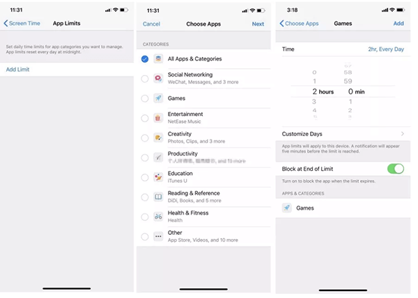 turn on block at end of limit to fix iphone screen time not working issue