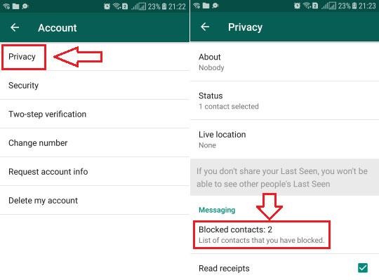 block someone from settings on android